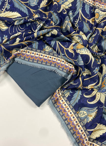 Maria B Linen Dyed Matching Suit With Wool Shawl-3PC