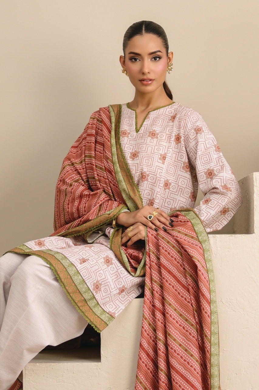 Raqs By Uneq Digital Printed Slub Khaddar 3PC