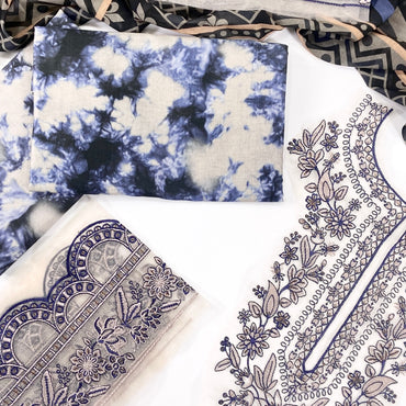Sapphire Printed Luxury Lawn With Patches