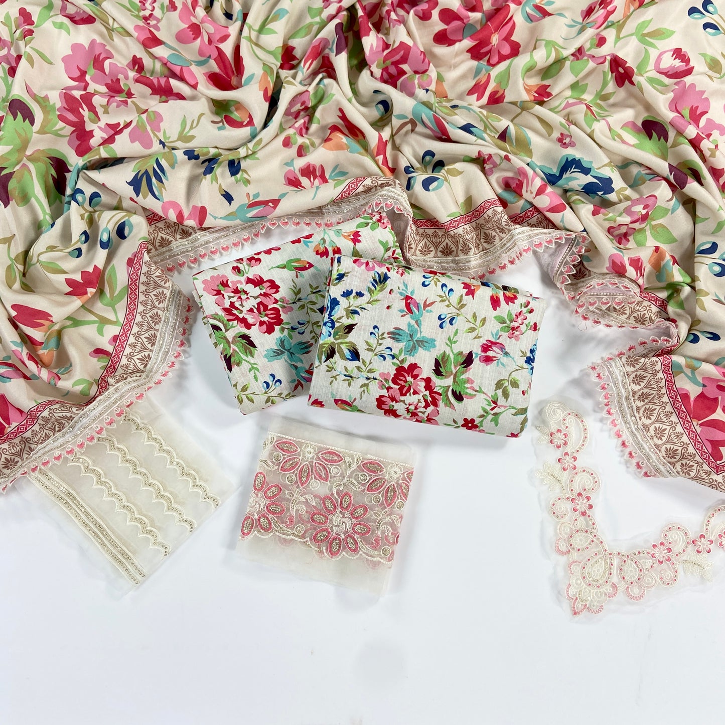 Mohagni Printed Slub Khaddar With Emb Patches 3PC