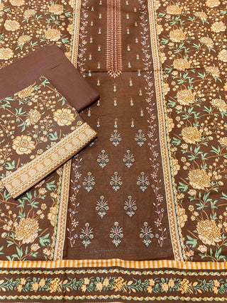 Bin Saeed Embroidered Khaddar With Print Dupatta-3PC