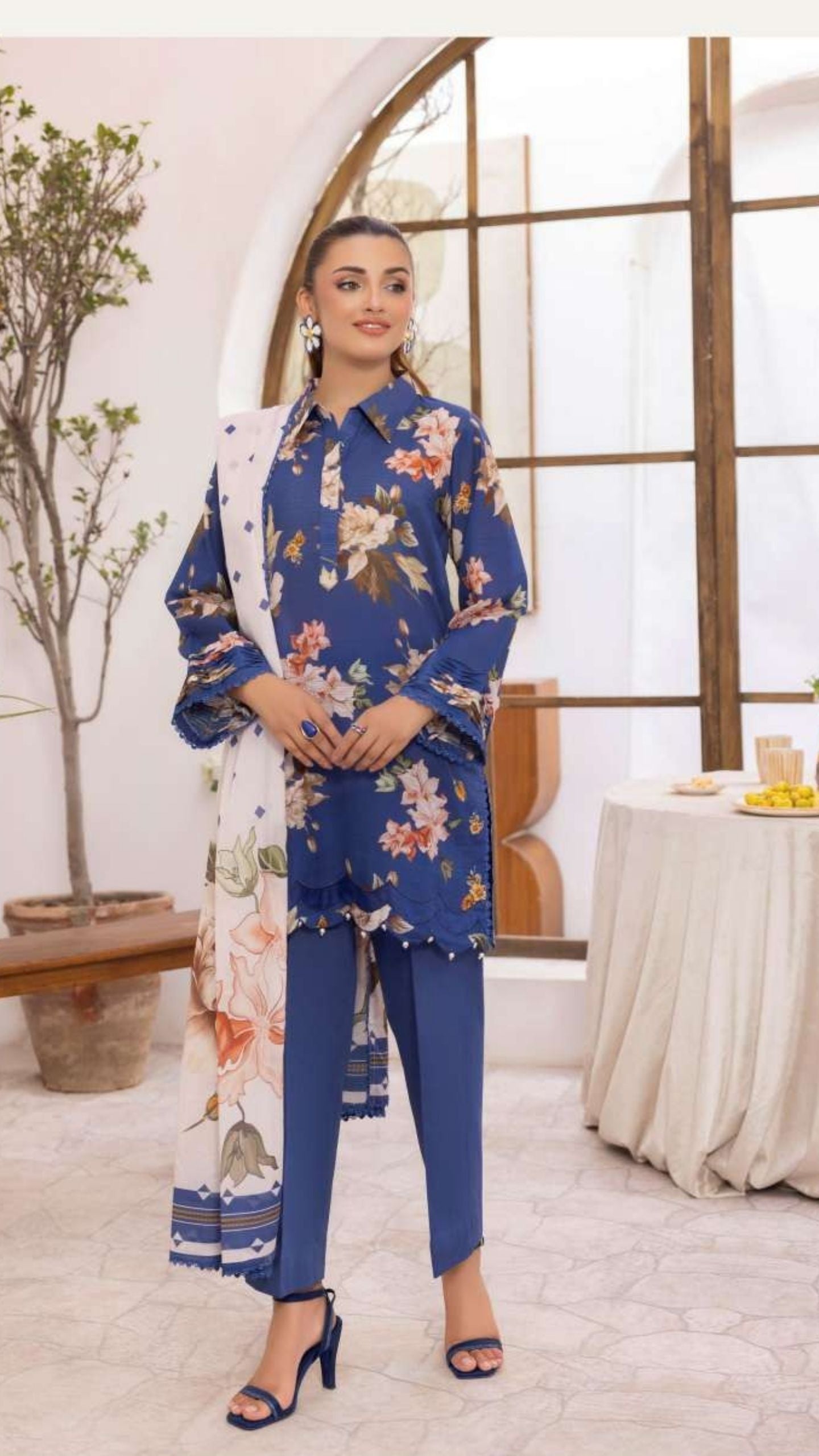 Coral Premium Doria Printed Lawn 3-PC