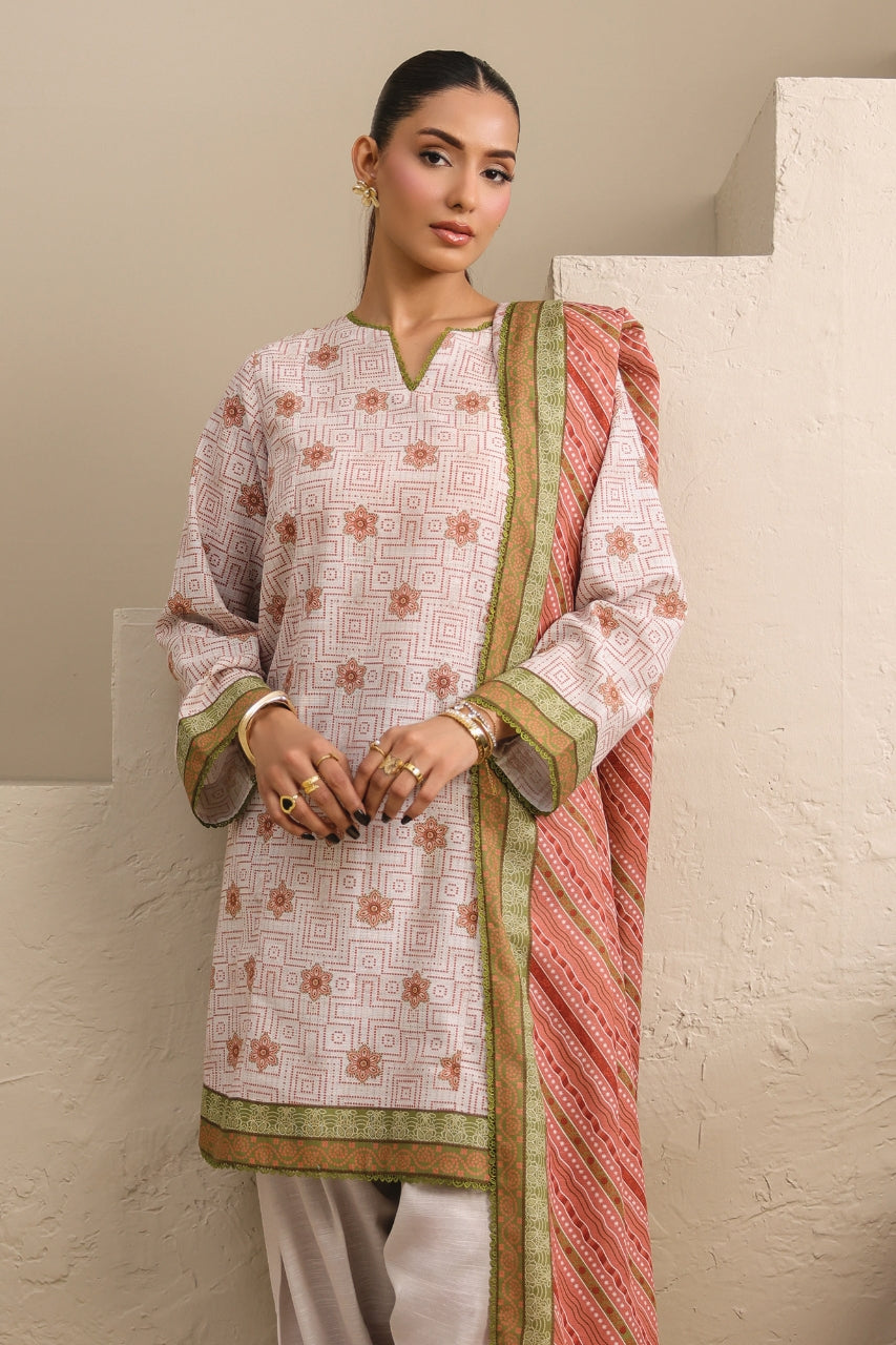 Raqs By Uneq Digital Printed Slub Khaddar 3PC