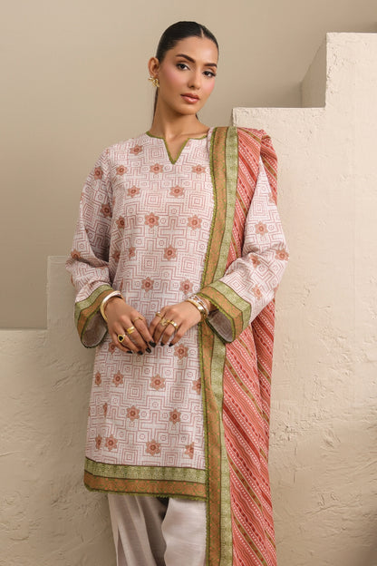 Raqs By Uneq Digital Printed Slub Khaddar 3PC