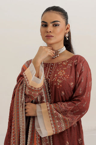 Safron By Anaya Noor Embroidered Karandi-3PC