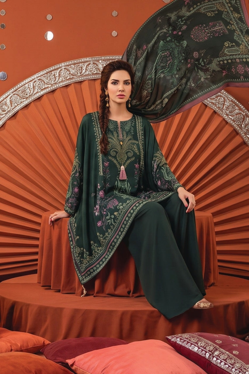 Zesh Printed Velvet Dora Viscose 3PC