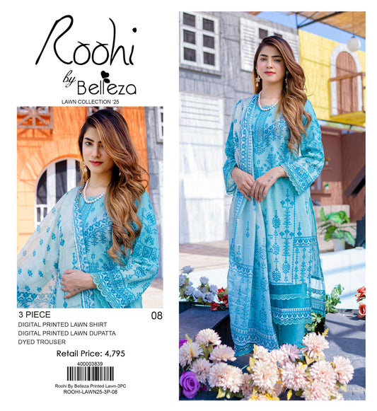 Roohi By Belleza Printed Lawn 3-PC