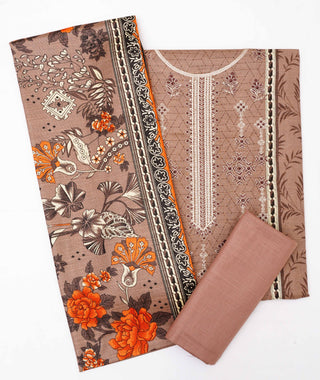 Bin Saeed Embroidered Khaddar With Print Dupatta-3PC