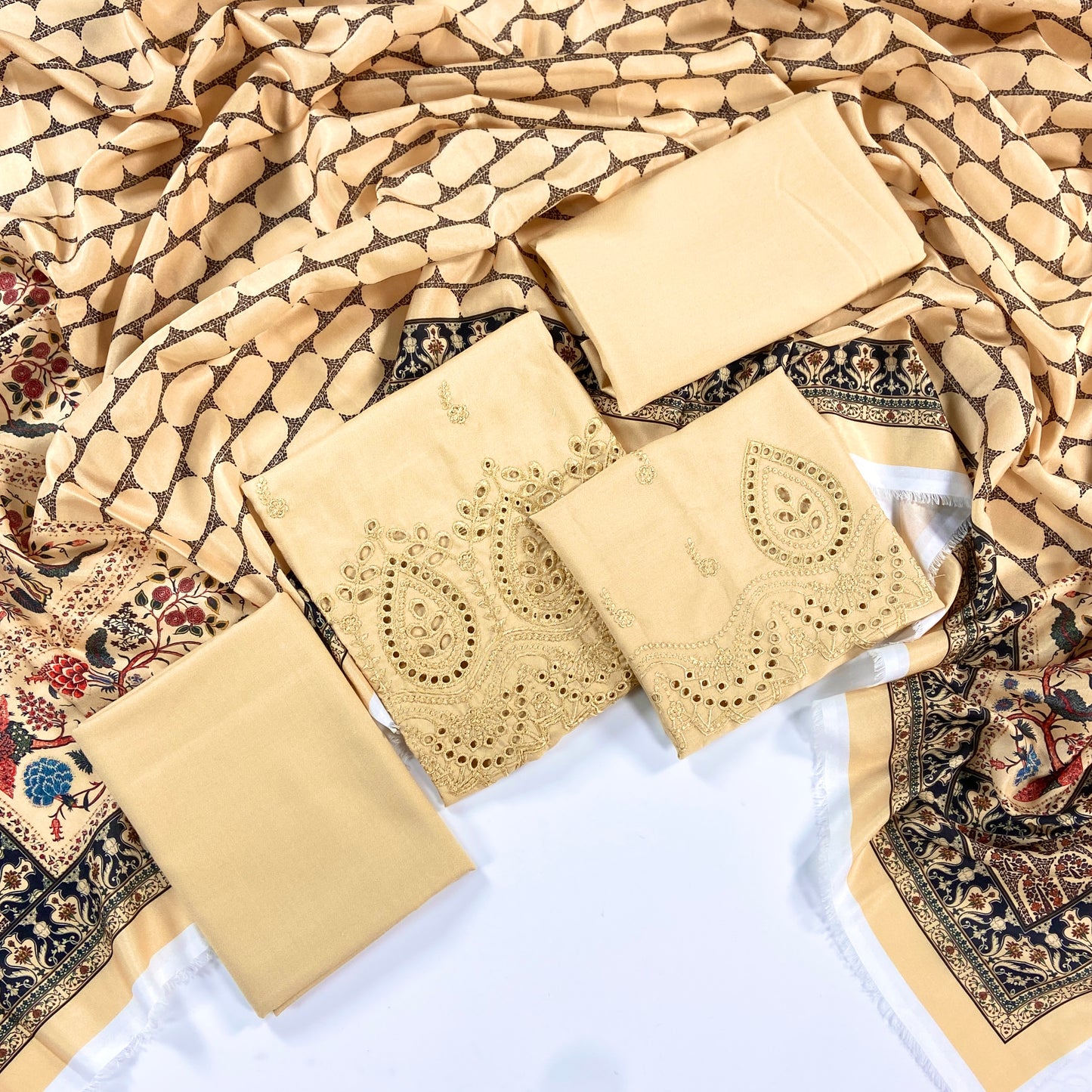 Anaya Noor Embroidered Dhanak 3PC