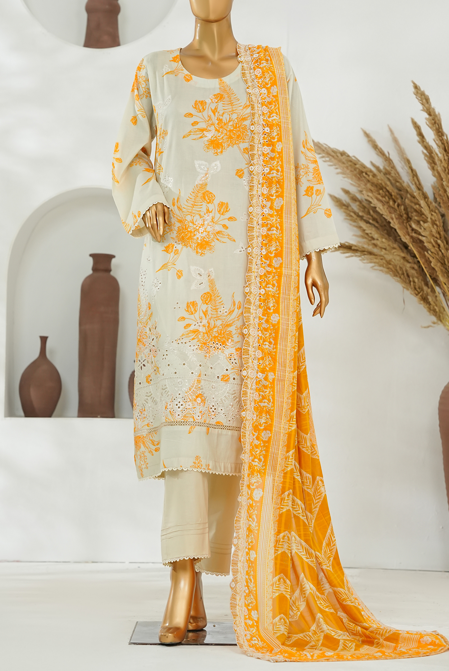 Aifa Digital Printed & Embroidered Lawn 3PC