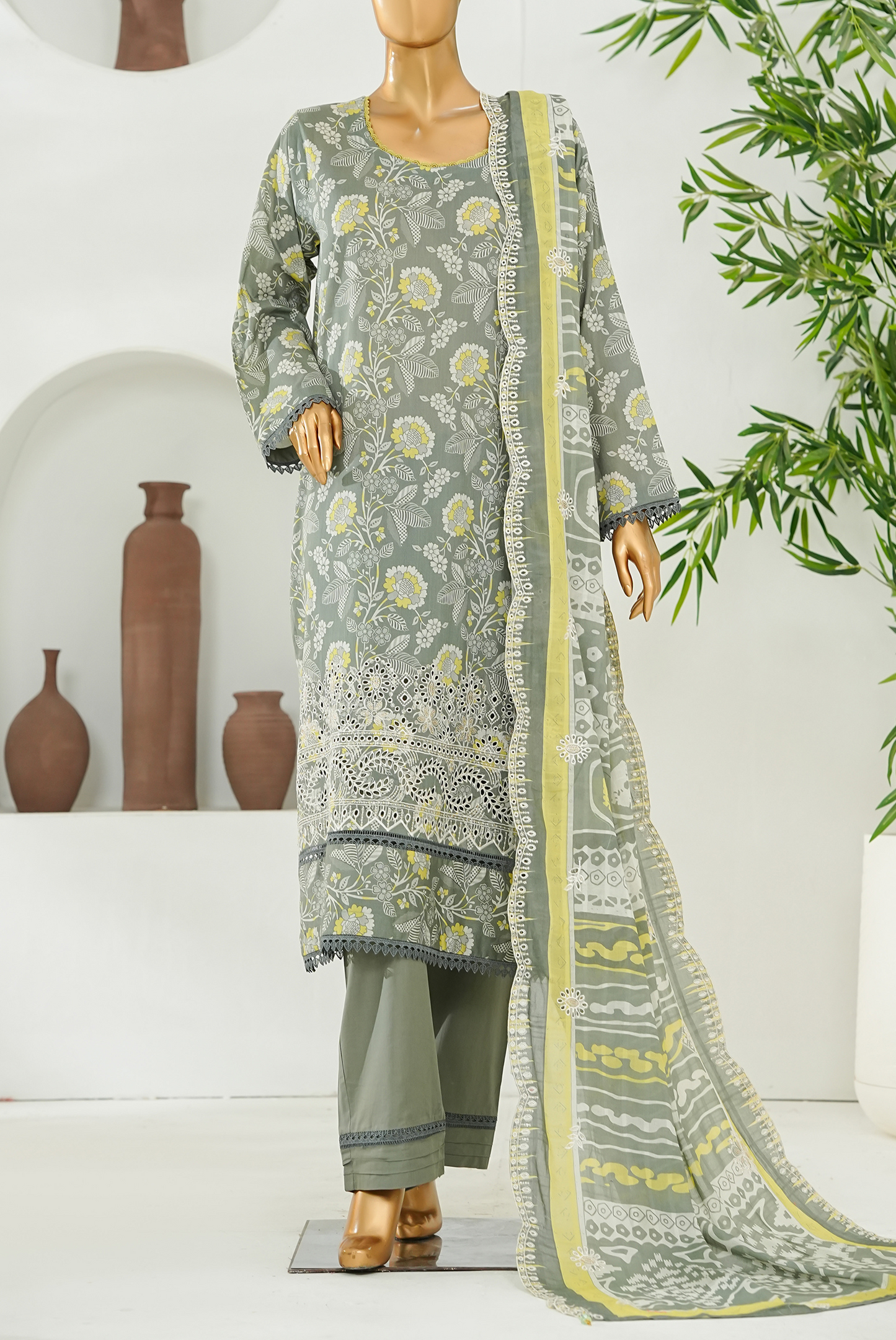 Aifa Digital Printed & Embroidered Lawn 3PC
