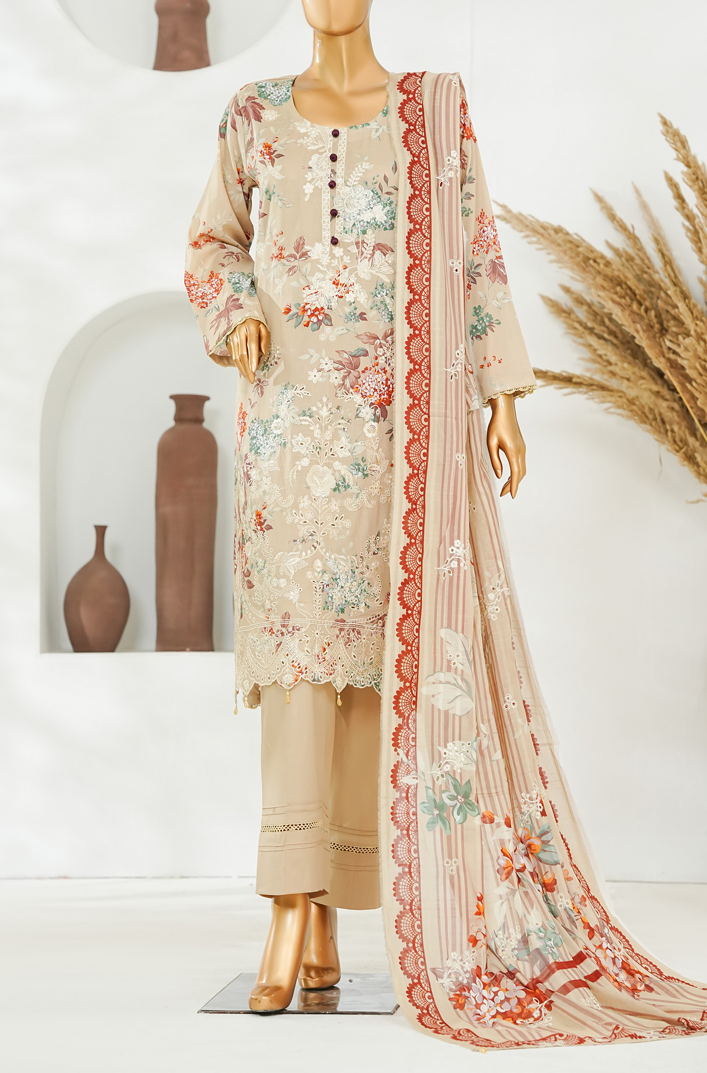 Aifa Digital Printed & Embroidered Lawn 3PC