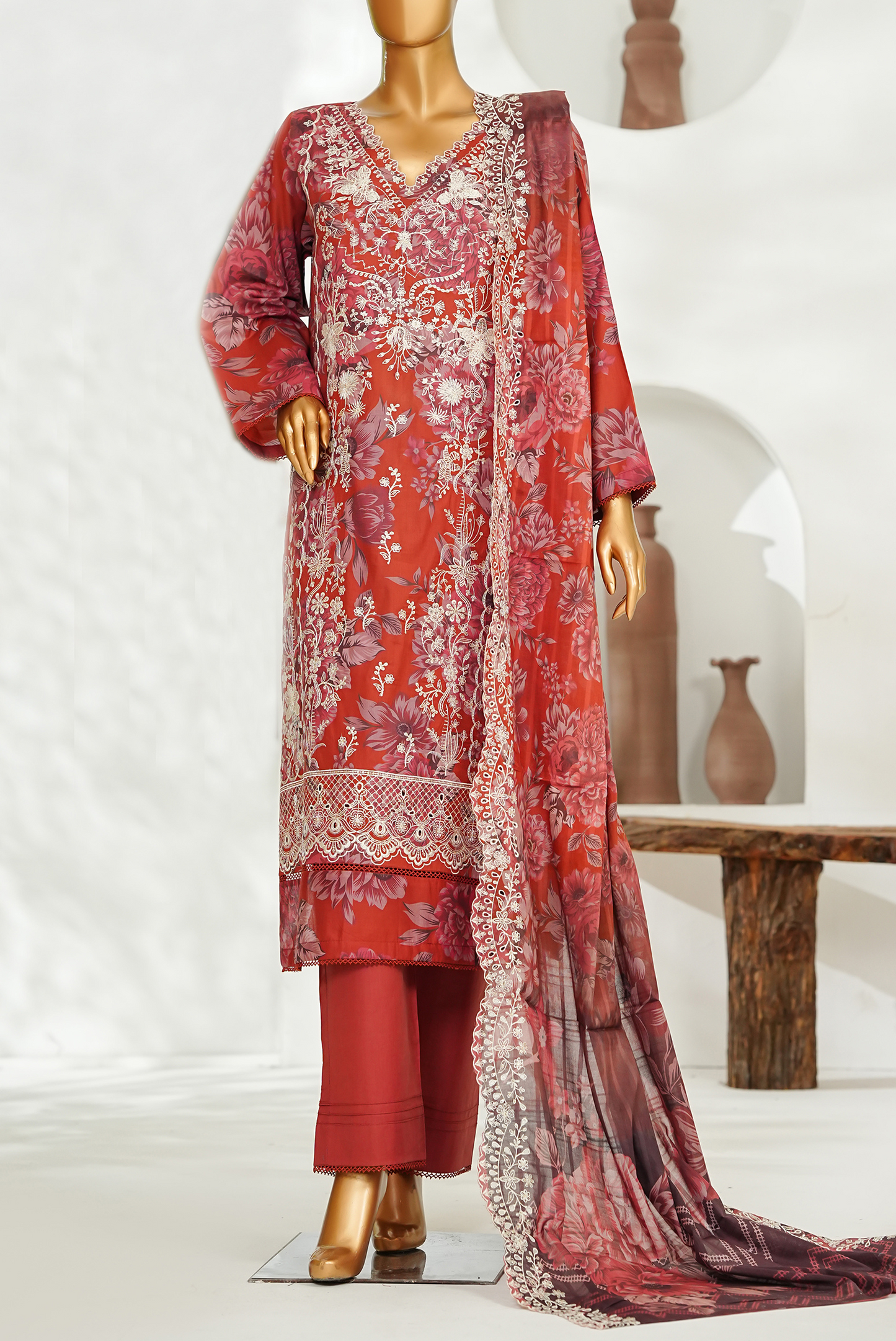Aifa Digital Printed & Embroidered Lawn 3PC