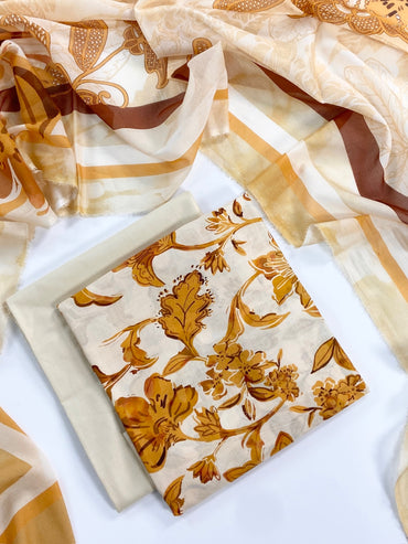 Monal Digital Printed Lawn With Voil Dupatta 3PC