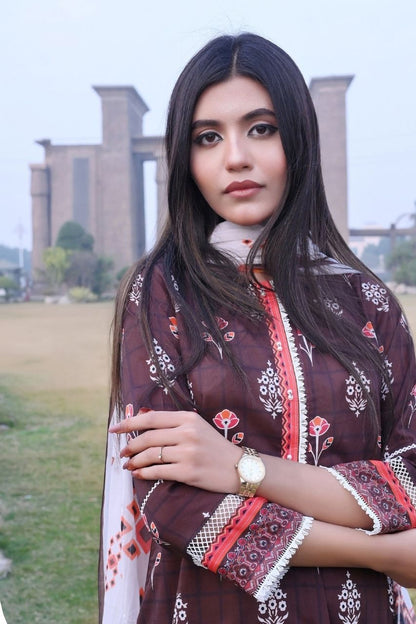 Floral By Pretty Robe Printed Lawn 3-PC