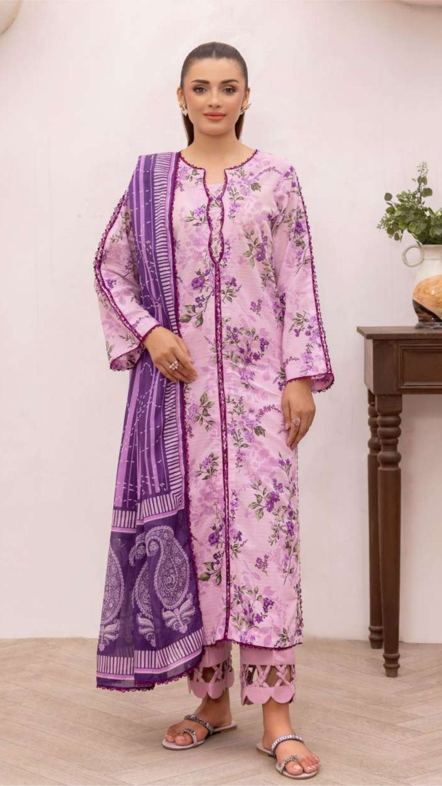 Coral Premium Doria Printed Lawn 3-PC