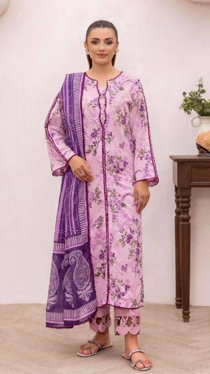 Coral Premium Doria Printed Lawn 3-PC
