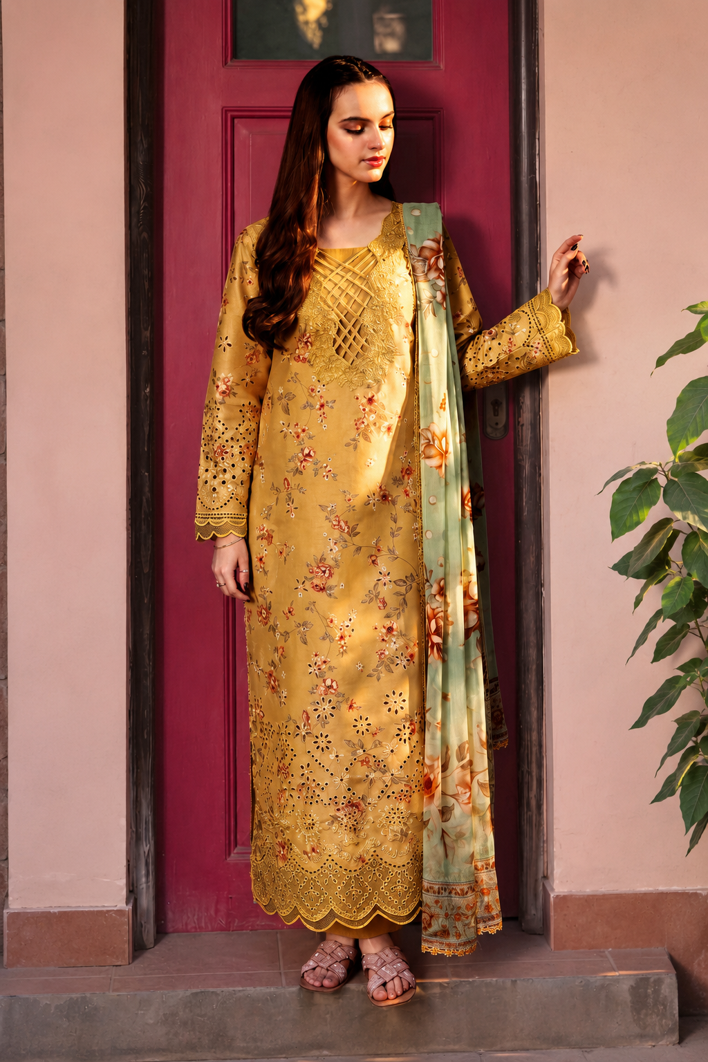 Neeshay Embroiderd & Digital Printed Lawn 3PC