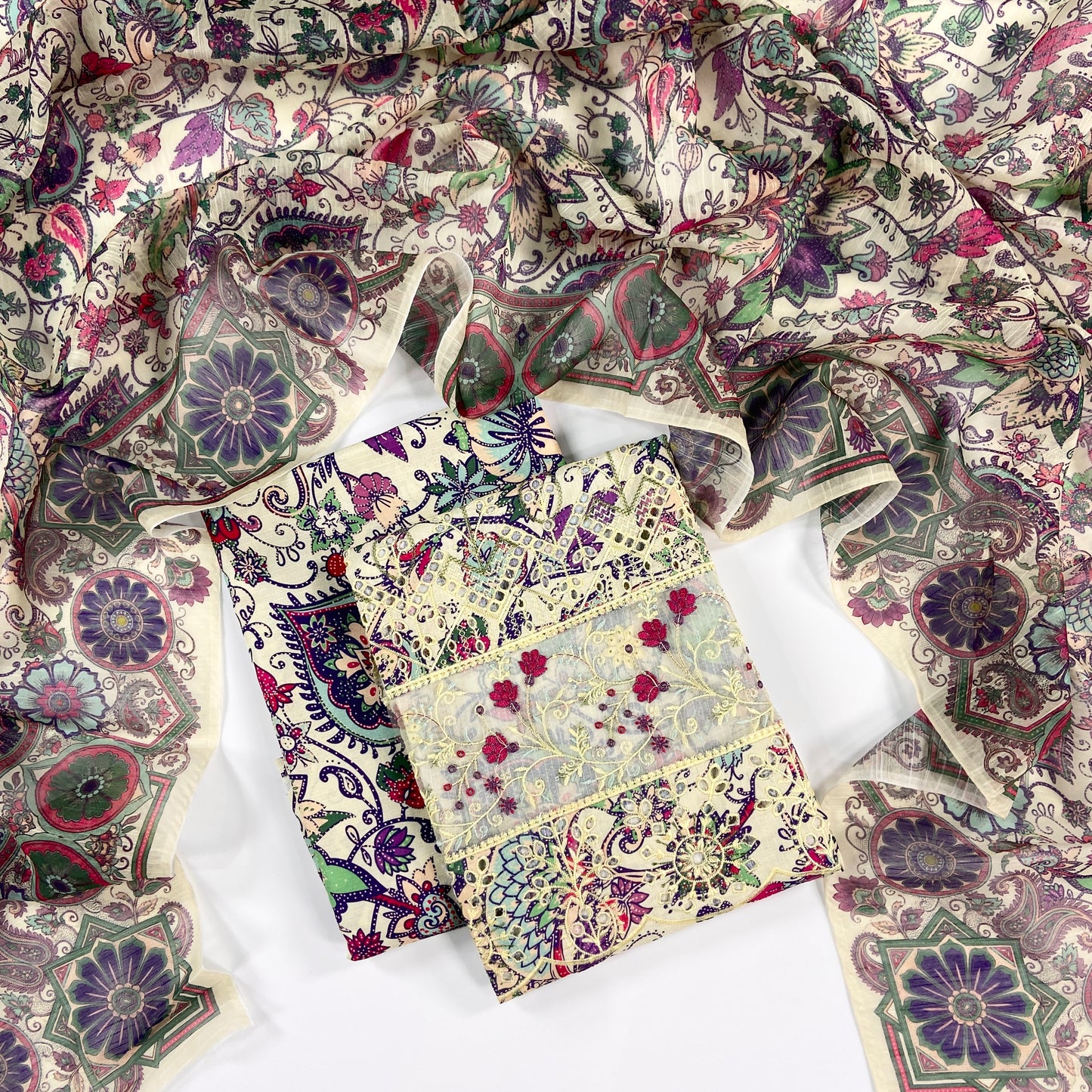 Anaya Noor Emb Bana Dora Lawn With Daman Patches 3PC