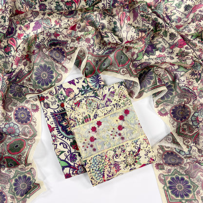 Anaya Noor Emb Bana Dora Lawn With Daman Patches 3PC