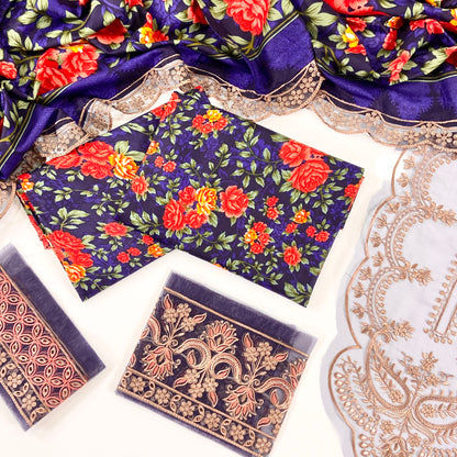 Maria B Printed Linen With Emb Patches 3PC