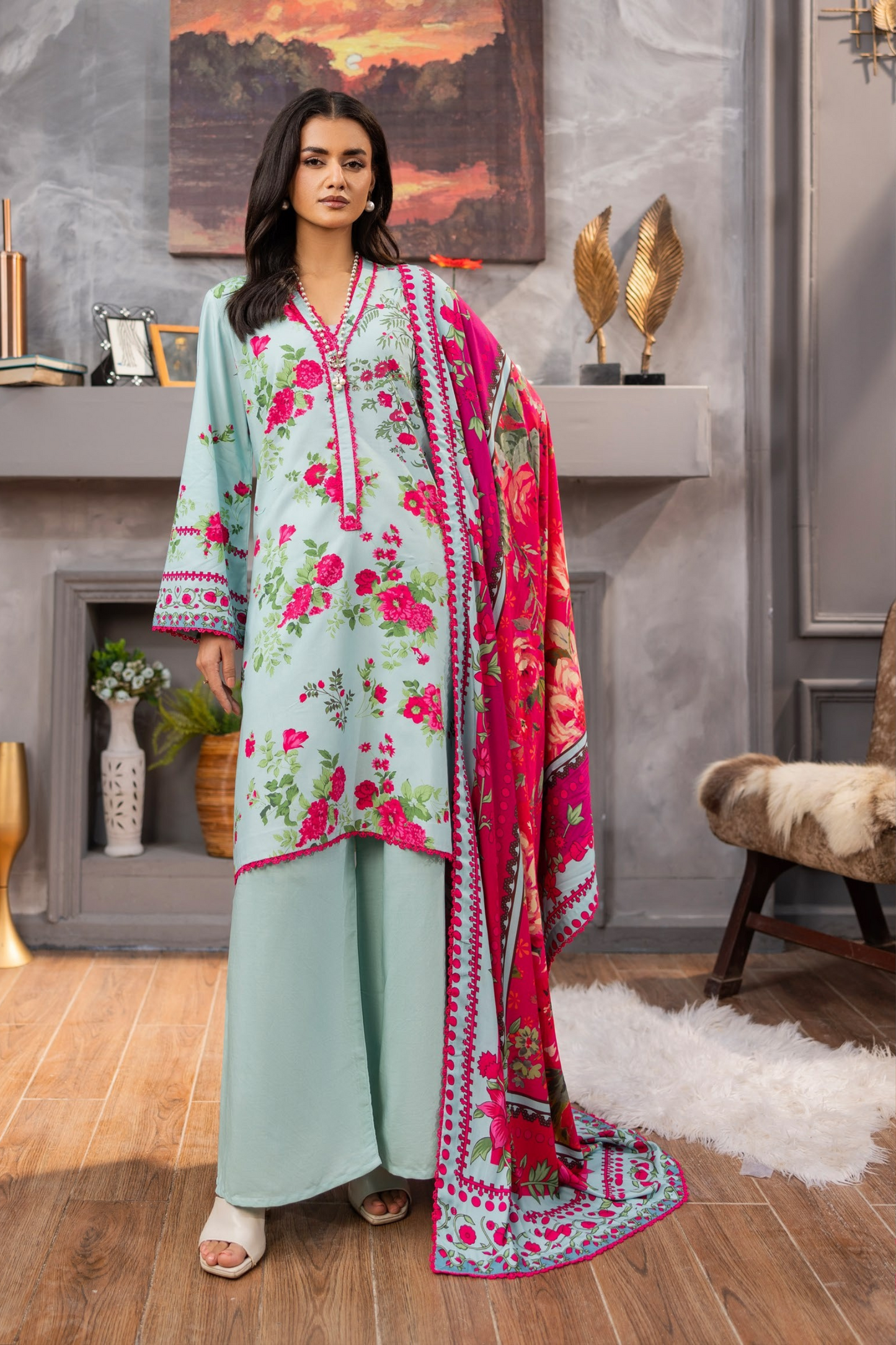 Raiha Luxury Printed Linen 3PC