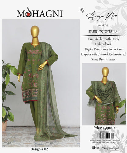 Mohagni By Anaya Noor Emb Karandi 3-PC