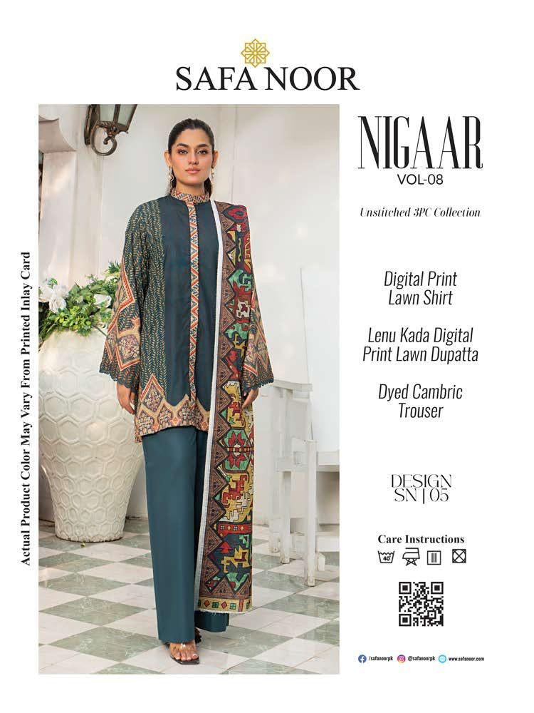 Safa Noor Digital Printed Lawn 3-PC