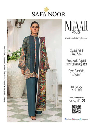 Safa Noor Digital Printed Lawn 3-PC