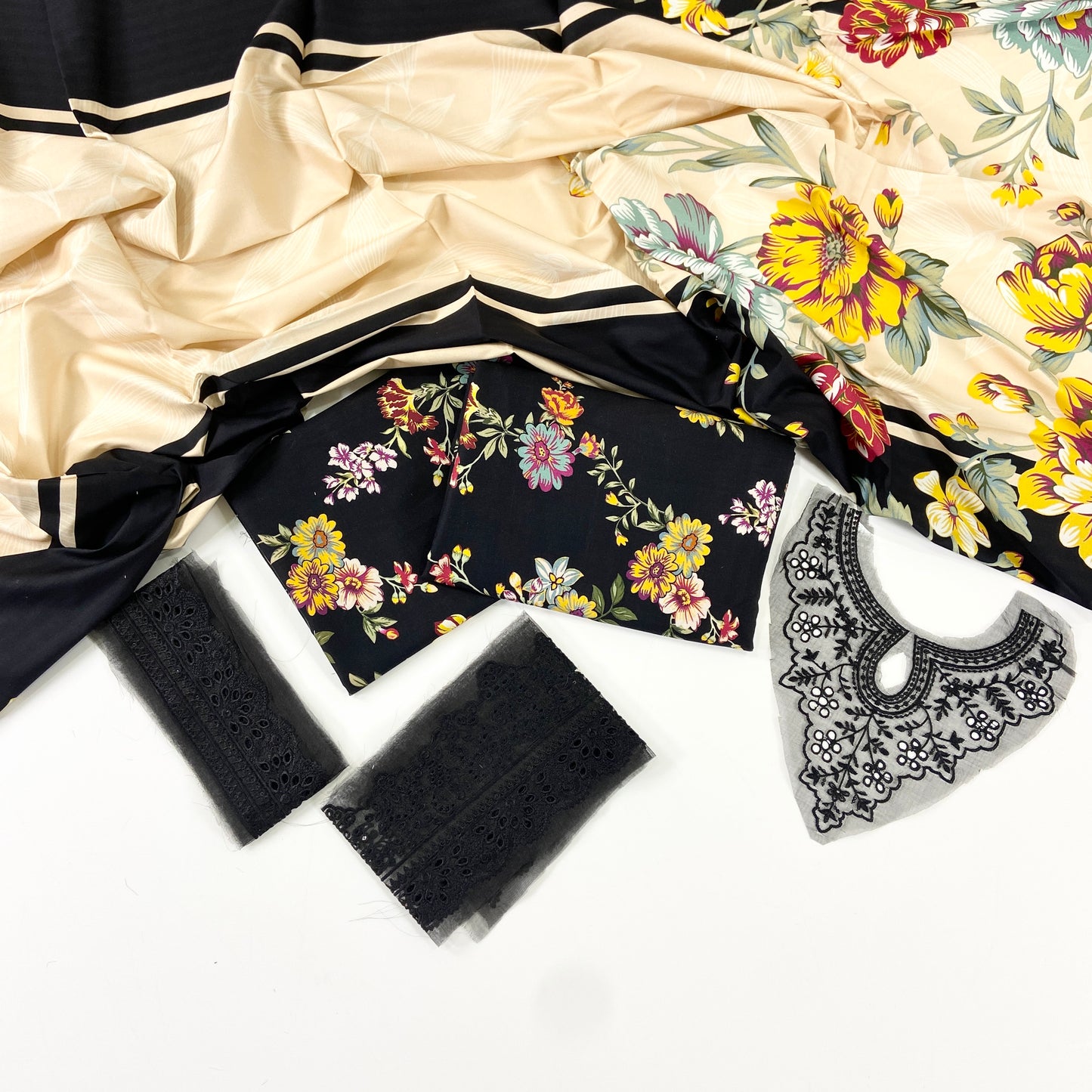 Baroque Printed Linen With Emb Patches 3PC