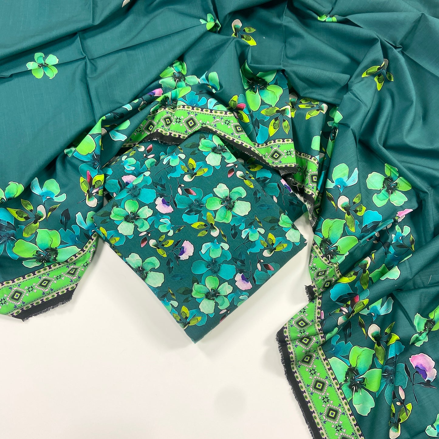 Anaya Noor Printed Bana Dora Slub Linen 3PC