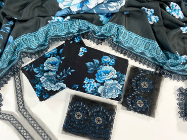 Baroque Printed Slub Khaddar With Emb Patches 3PC