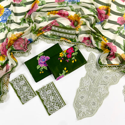 Aneelas Embroiderd & Digital Printed Lawn 3PC