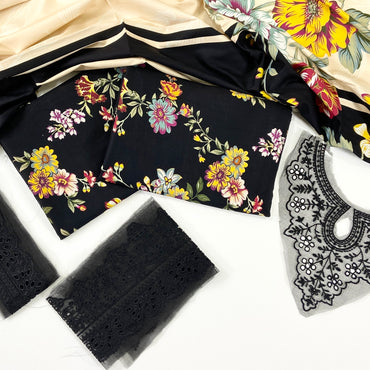 Baroque Printed Linen With Emb Patches 3PC