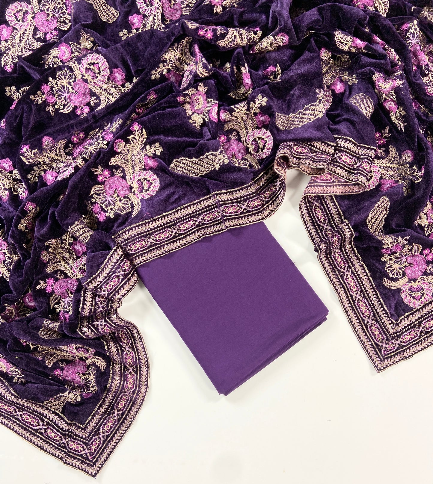 Maria B Dhanak with Emb Velvet Shawl 3PC