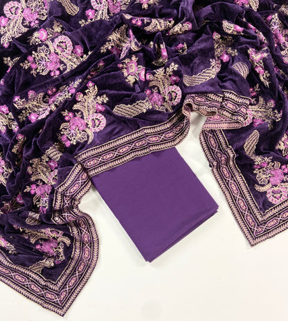 Maria B Dhanak with Emb Velvet Shawl 3PC