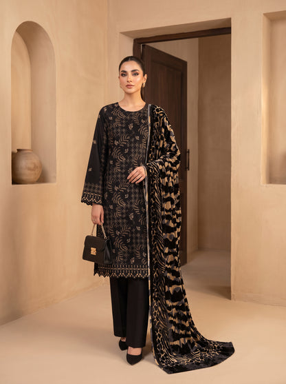Luxuria By Anaya Noor Heavy Emb Dhanak With Plachi Shawl 3PC