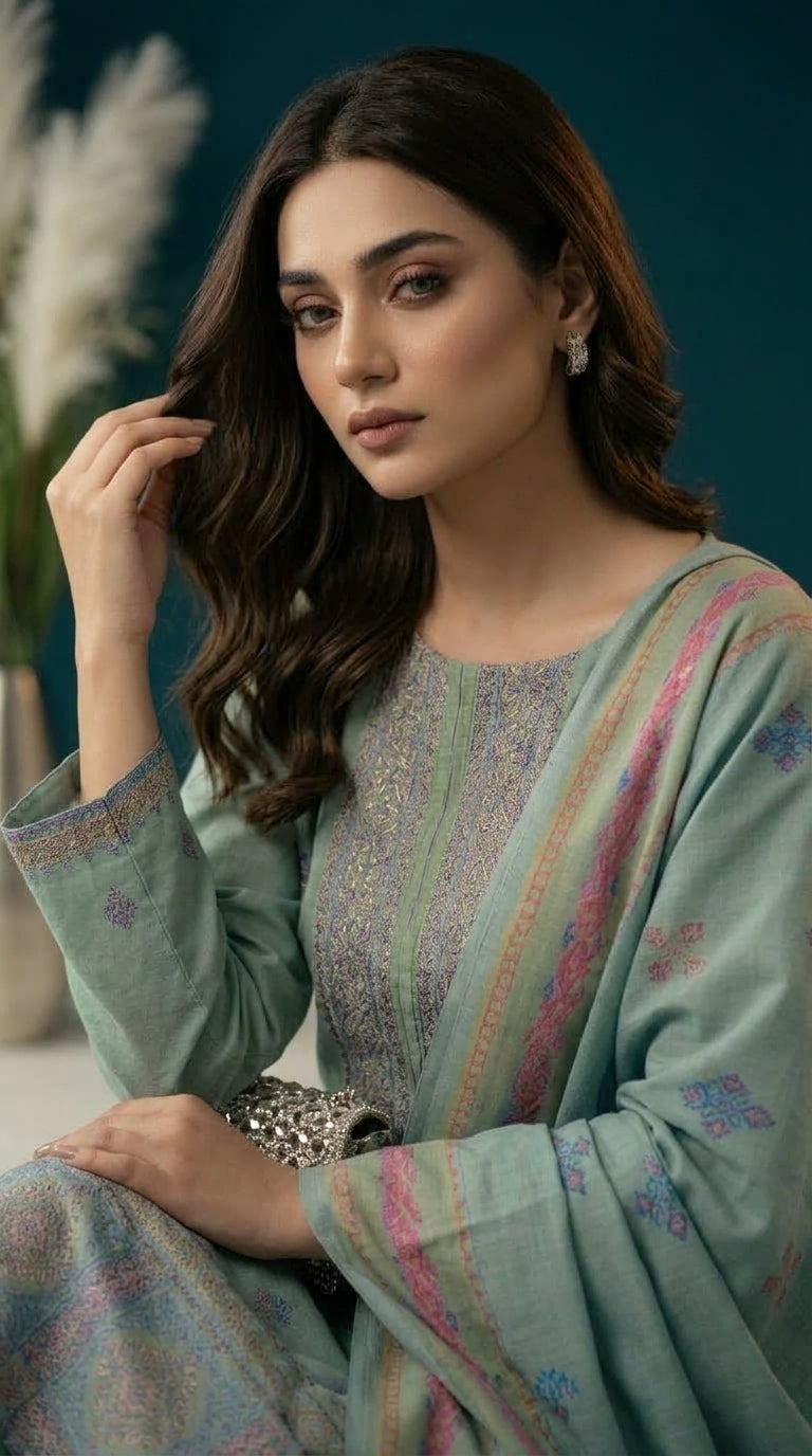 Kashmala By Anaya Noor Heavy Emb Khaddar With Woolen Shawl 3PC