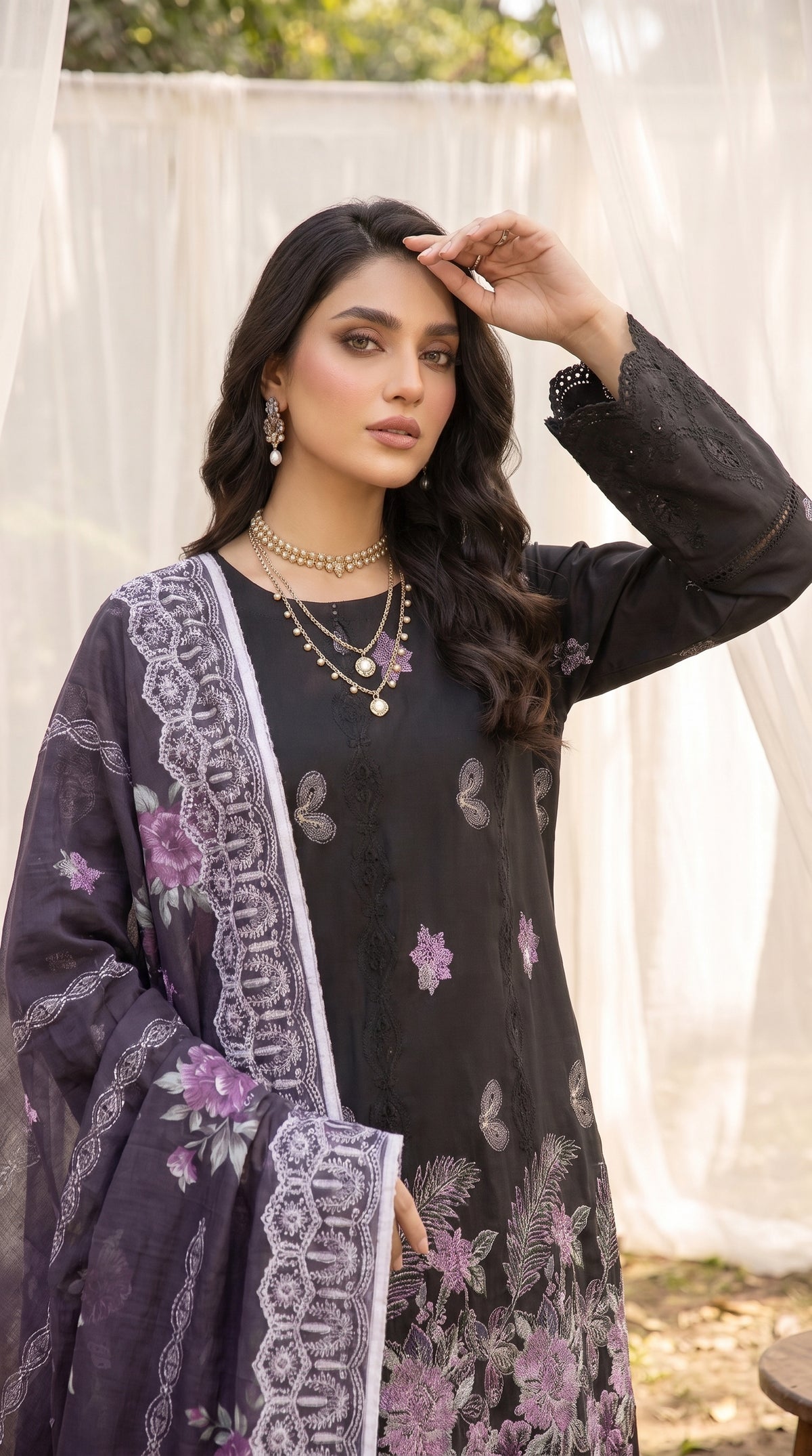 Hurab By Anaya Noor Heavy Emb Viscose 3PC