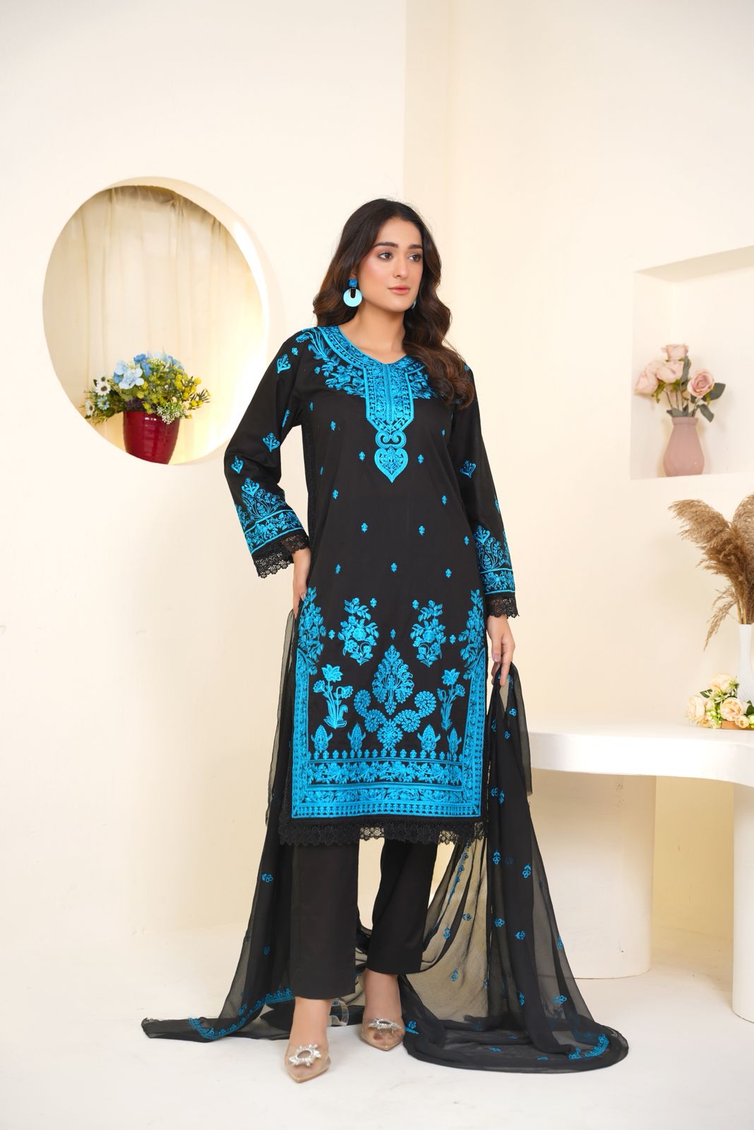 Asim Jofa Cambric Embroidered 3 Piece Suit