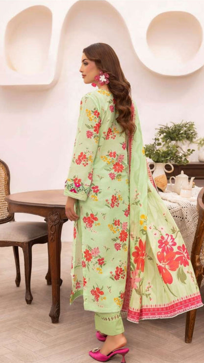 Coral Premium Doria Printed Lawn 3-PC