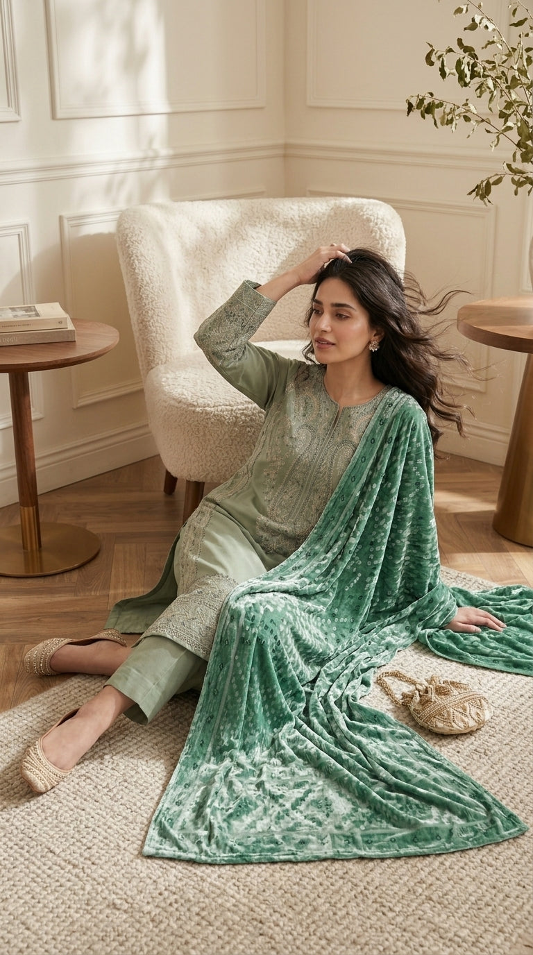 Zeenat By Anaya Noor Emb Dhanak With Palchi Shawl 3PC