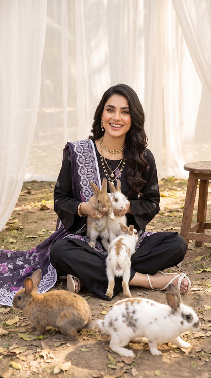 Hurab By Anaya Noor Heavy Emb Viscose 3PC