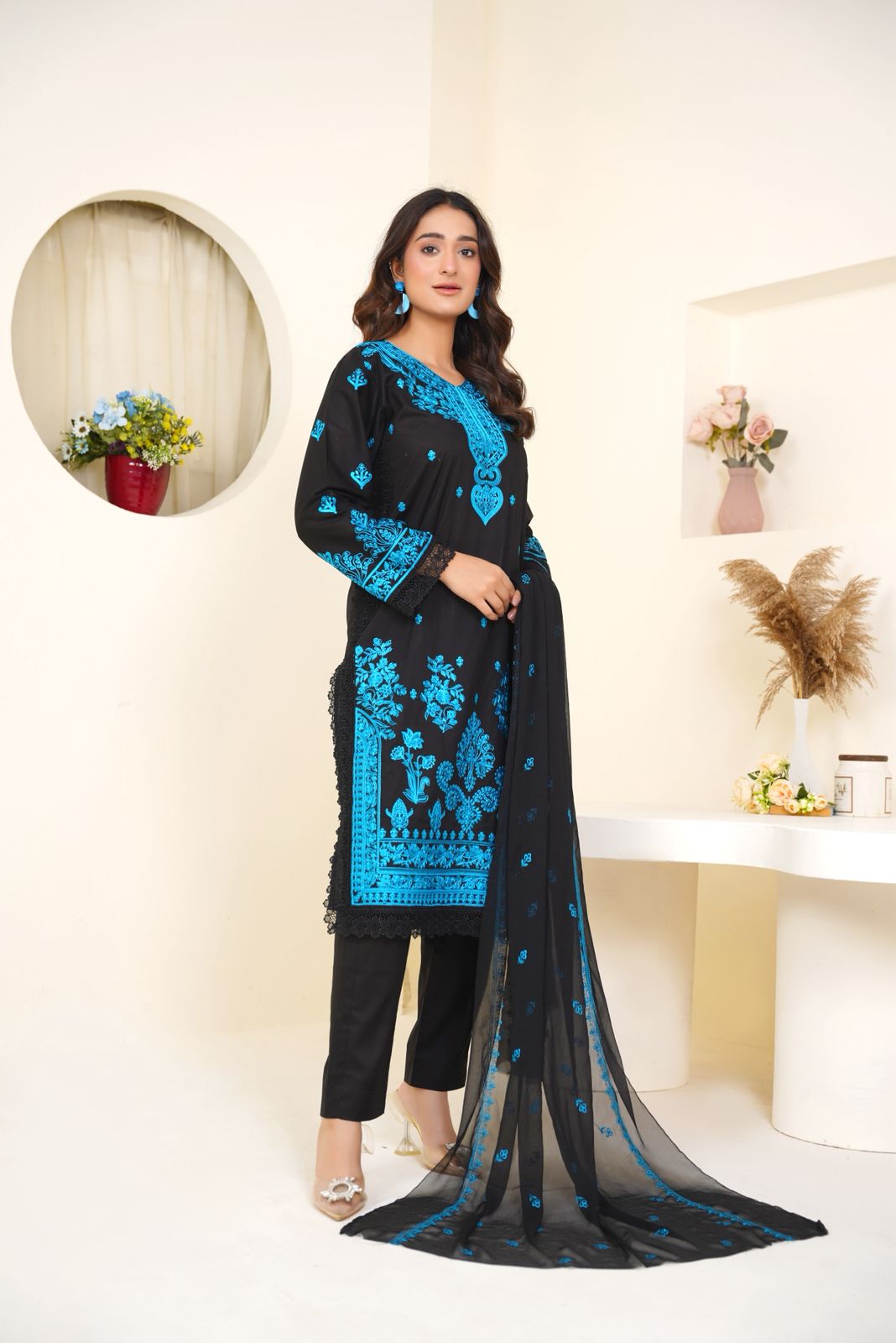 Asim Jofa Cambric Embroidered 3 Piece Suit