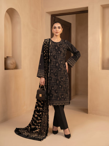 Luxuria By Anaya Noor Heavy Emb Dhanak With Plachi Shawl 3PC