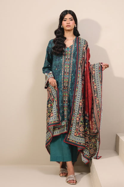 Raqs By Uneq Digital Printed Slub Khaddar 3PC
