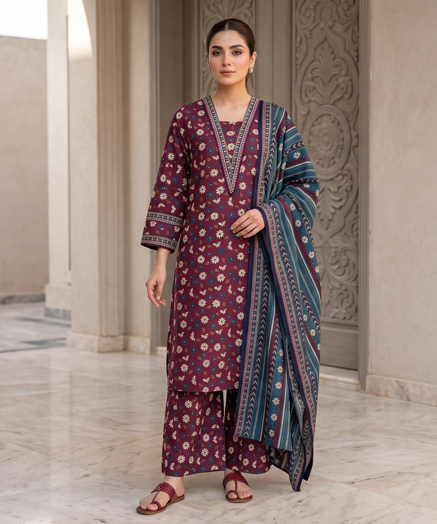Bin Saeed Digital Printed Lawn With Airline Long Shirt 3PC