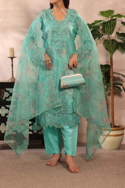 Afsanah By Pak Fabrics Luxury Embroidered Organza Stitched 3PC