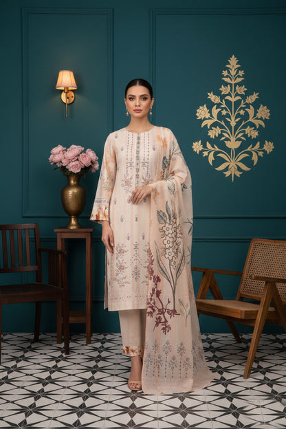 Monaco By Anaya Noor Embroidered Chickenkari Lawn 3PC