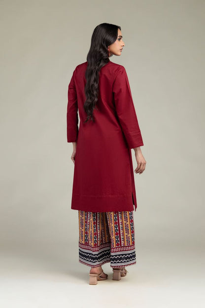 Khaadi Plain Embroidered Stitched Lawn 2PC